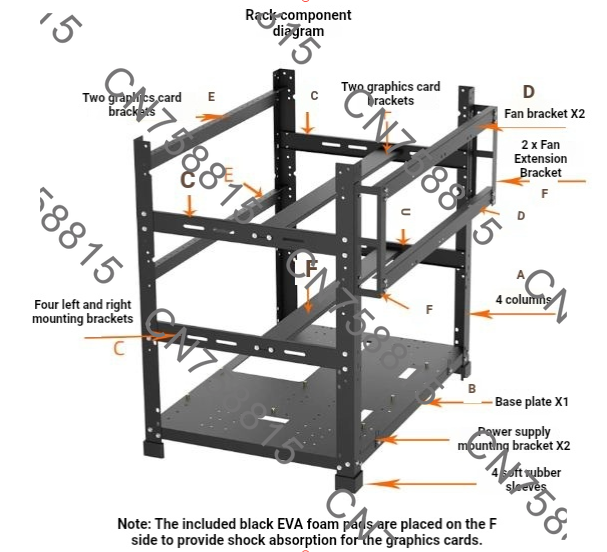 Gpu Mining Rig Frame 8 Gpu - Dual Power Multi AI Mining Rig